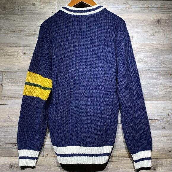 GUIZIO X CHAMPION Cardigan Sweater Women’s Medium Blue Varsity Academia Relaxed - Picture 5 of 13